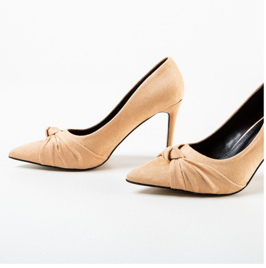 Pantofi dama Amaris crem din piele ecologica, cu toc subtire
